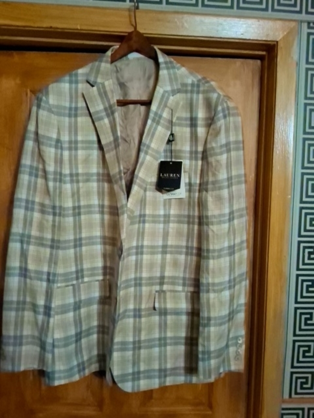 Lauren Ralph Lauren Men's Plaid Sport Coat in Beige and Gray
